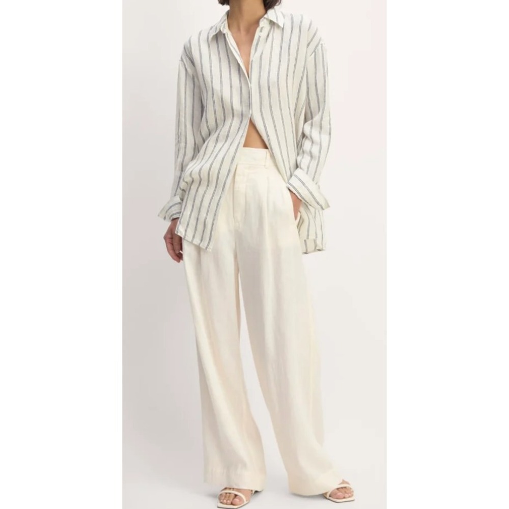 Everlane Women's size L 100% Linen Boyfriend Shirt Oversized Tunic Minimalist b4